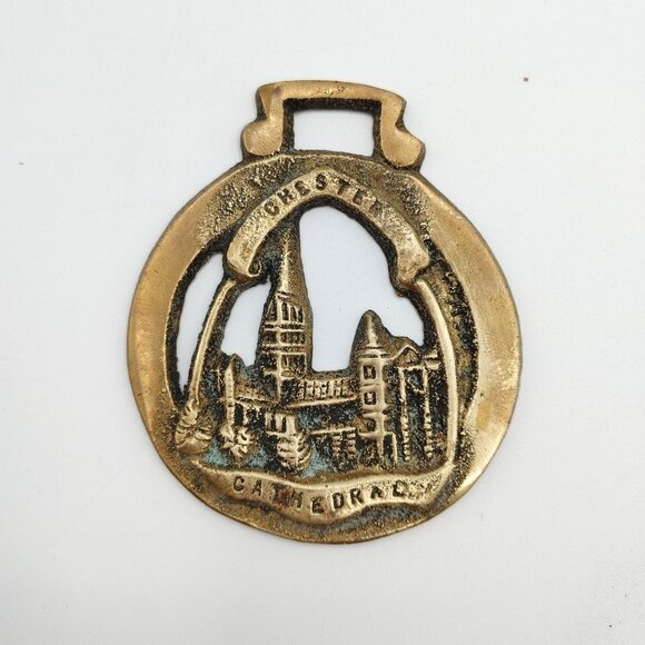 Chester Cathedral Horse Brass Type Plaque - Picture 1 of 2